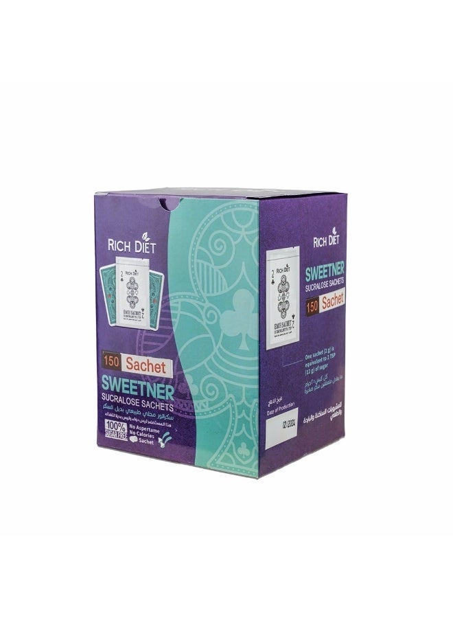 Rich Sugar Substitute – Almond Sugar – 150 Sachets Box – 2 Sachets per Serving